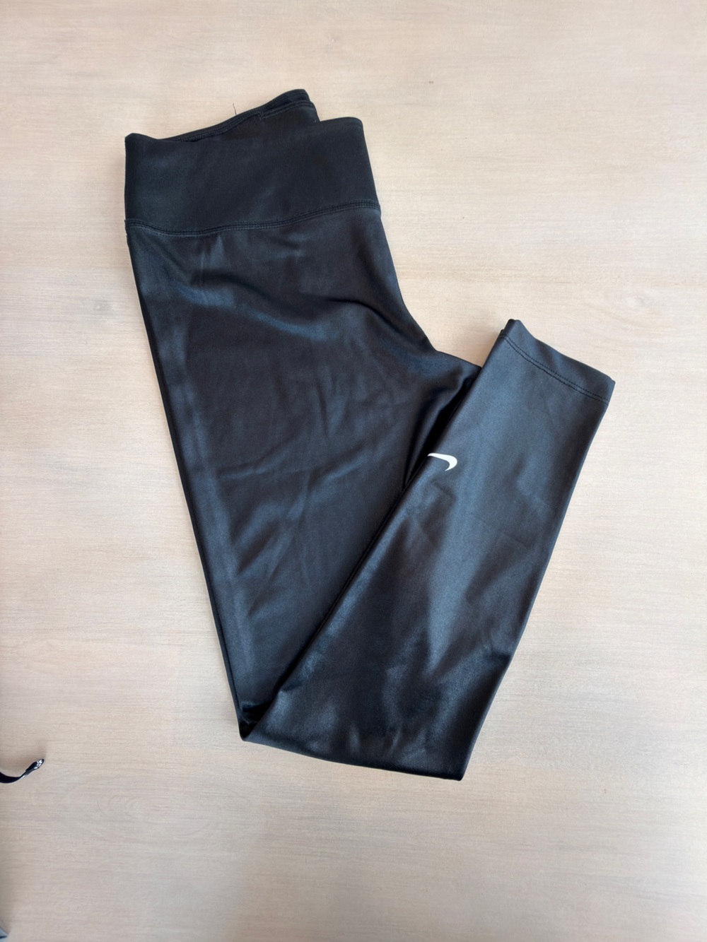 Nike Black Shine Leggings with White Swoosh